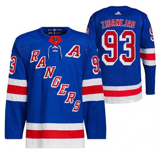 Men's New York Rangers #93 Mika Zibanejad Blue Stitched Jersey Dzhi